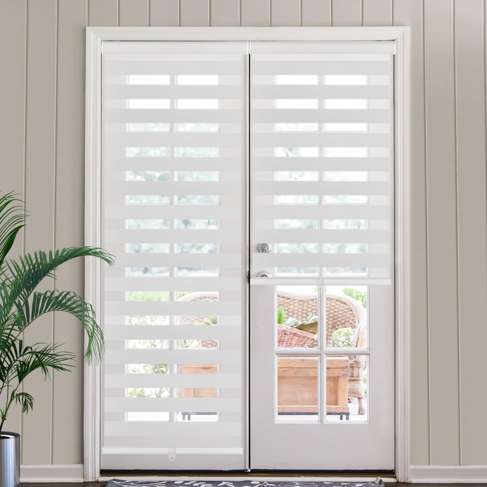 SEEYE Cordless Zebra Blinds for Window, French Door Blinds Free-Stop Roller Window Shades with Valan