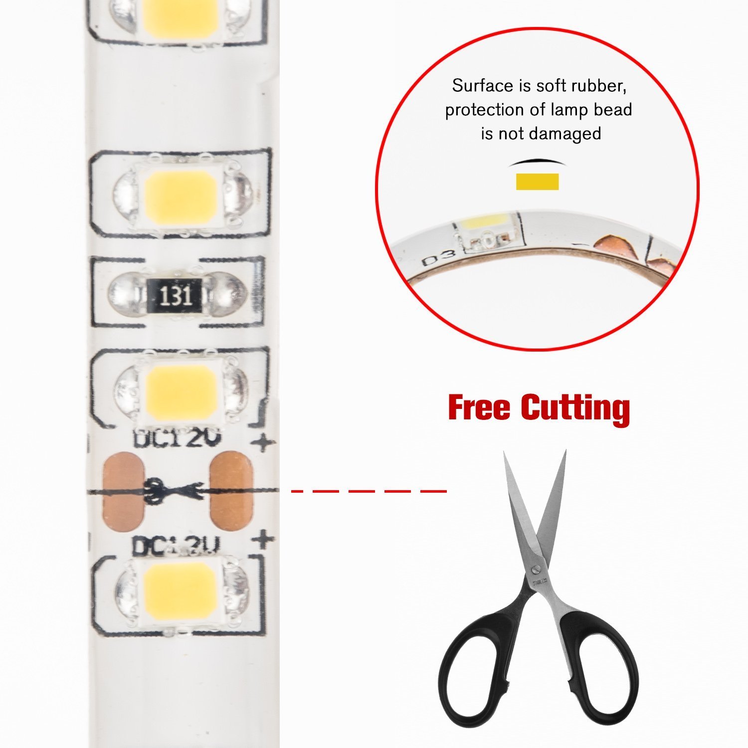 LEDMO LED Light Strip, 600 Units SMD2835 LEDs LED Tape, Warm White 3000K 16.4Ft LED Strip light+DC12V 5A Power Supply