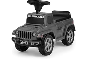 OLAKIDS Ride On Push Car, Licensed Jeep Foot-to-Floor Toddler Sliding Racer with Engine Sound, Horn, Under Seat Storage, Baby Walking Toy Gift for Boys Girls Kids Age 1.5-3 (Gray)