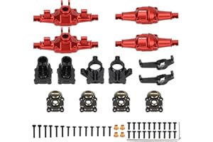 RCAWD 100g FCX24 Brass Weighted Portal Axles Housing Set & Front Rear Steering Blocks Gear Cover & C Hub Carrier FMS Power Wagon Smasher Lemur & FCX18 LC80 Upgrades Parts Red