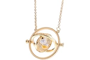 THCBME Hermione Rotating Time Turner Necklace Gold Wizardry Falcon Hourglass Pendant