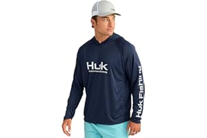 HUK Mens Pursuit Vented Long Sleeve Hoodie, Fishing Shirt with Hood
