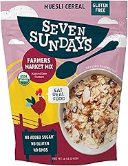 Seven Sundays Organic Muesli Cereal, Farmers Market Almond Date Currant, 12 Oz Bag, Gluten Free, 0g Added Sugar, Enjoy Warm, 