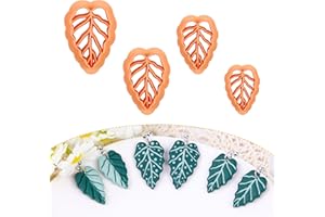 Puocaon Alocasia Polymer Clay Cutters - 4 Pcs Embossing Clay Cutters for Polymer Clay Earrings, Leaves Clay Cutters, Unique Leaves Clay Cutters for Polymer Clay Earrings Jewelry, 3D Print Clay Cutters