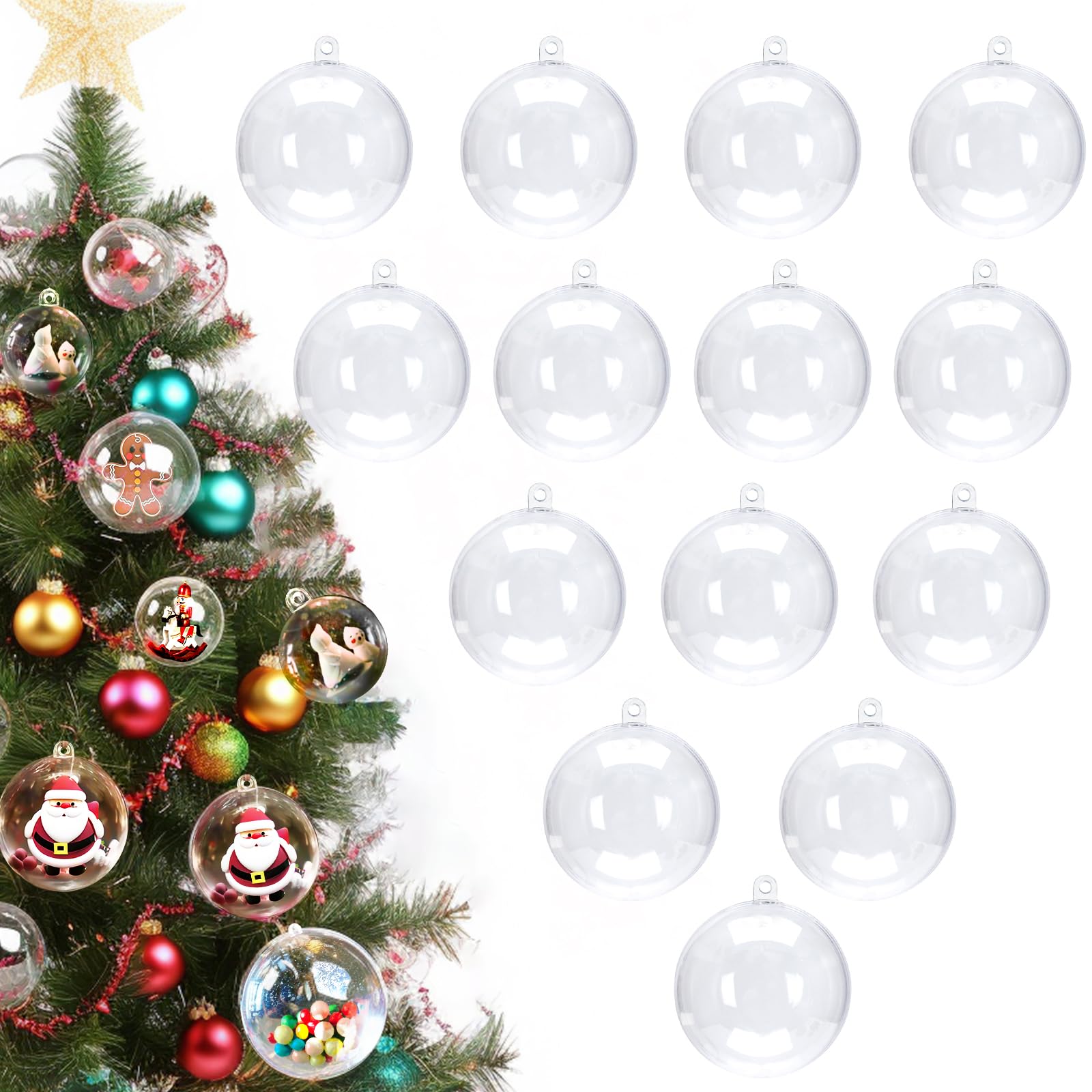 Luxtea 20pcs DIY Clear Plastic Christmas Fillable Balls, Acrylic Clear ...