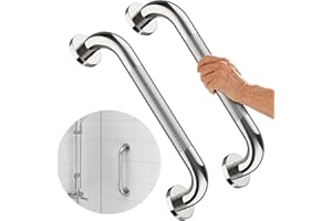 2 Pack Chrome Grab Bar 12 Inch, iMomwee Stainless Steel Non-Slip Shower Grab Bar W/Knurled Grip, Safety Bathroom Handrail, Balance Support Bar Toilet Bathtub Assist Handle for Elderly Senior Disabled