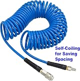 YOTOO Air Compressor Hose Polyurethane Recoil 10m 6mm ID 9.5mm OD Blue view 4