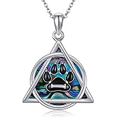 MONGAS Therian Necklace Sterling Silver Therian Triangle Necklace Paw Abalone Viking Jewelry Gifts for Women