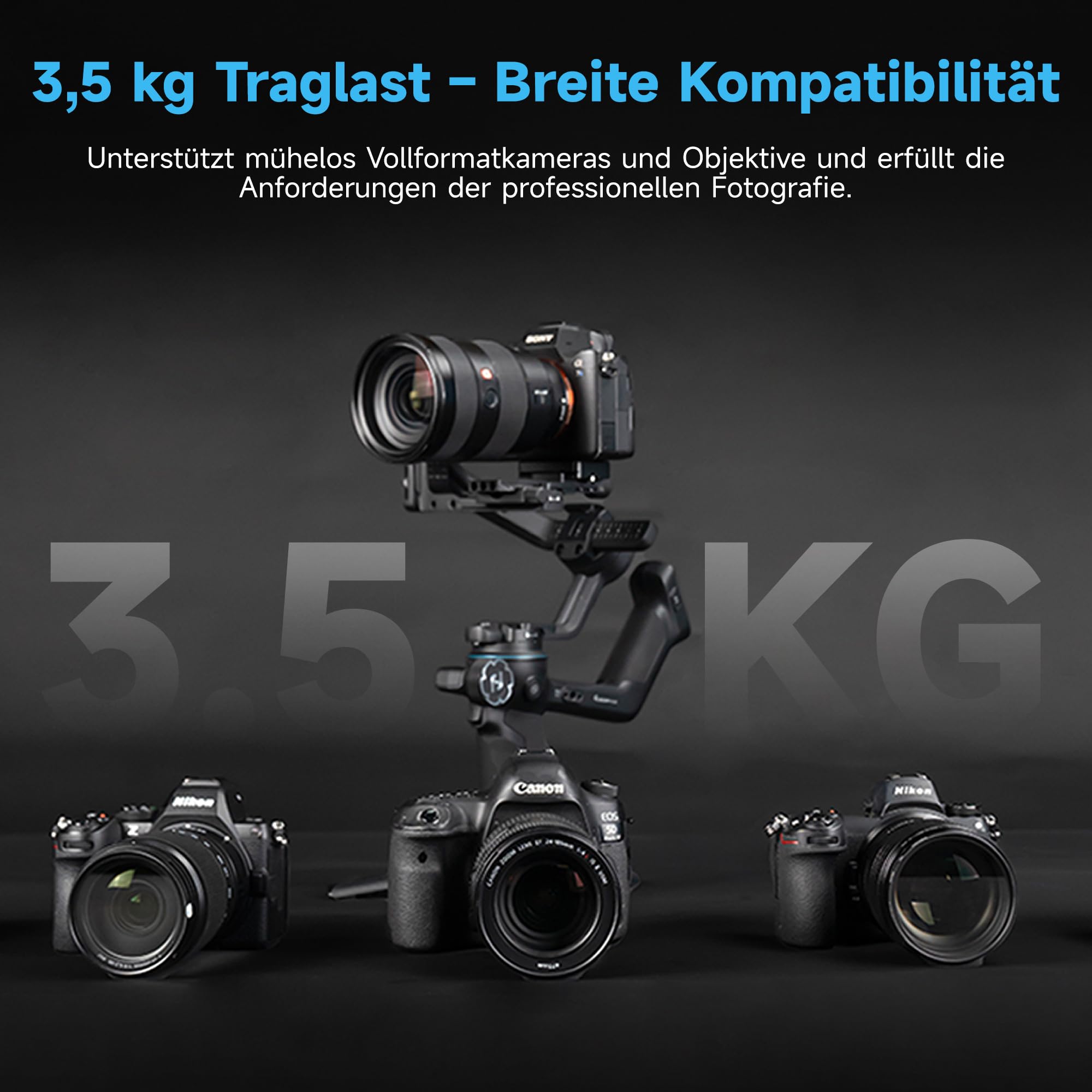 FeiyuTech [Offizielle] SCORP-C2 Kamera Gimbal mit KI-Tracking 4.0, Leichter Stabilisator, 3,5 kg Traglast, 14h Akku, Gesichtstracking, Vertikale Aufnahmen, Perfekt für Vlog, YouTube & Familienfeiern 3