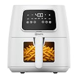 Kitchen Elite 5.5 Qt. Digital Air Fryer, Countertop Cooker with LED Screen, Presets for Air Fry, Roast, Dehydrate, Defrost and Reheat, White