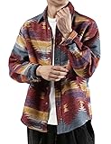 FindThy Men’s Brushed Flannel Shirts Ethnic Aztec