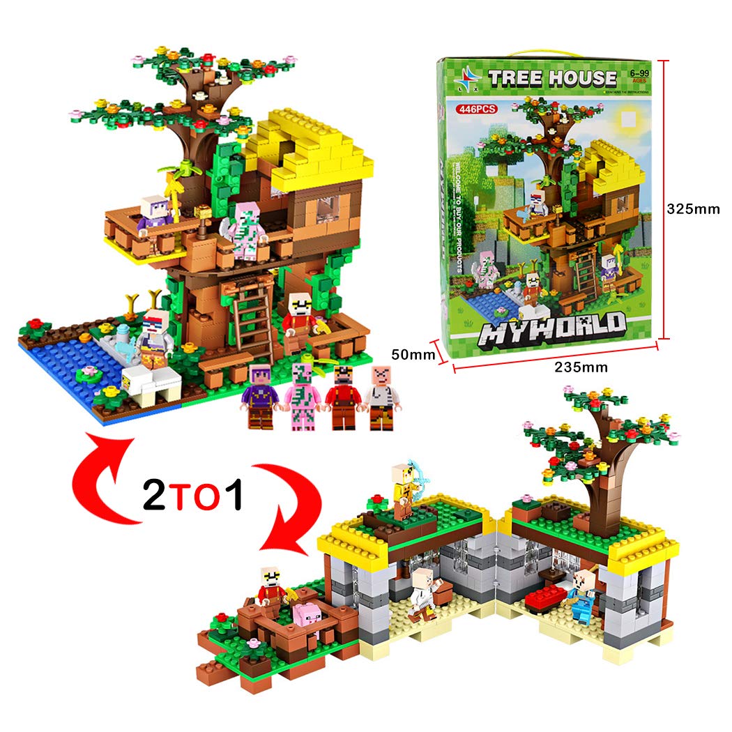 Building Toys Ggienrui Jungle Tree House 445pcs 2 In 1 Model Tree
