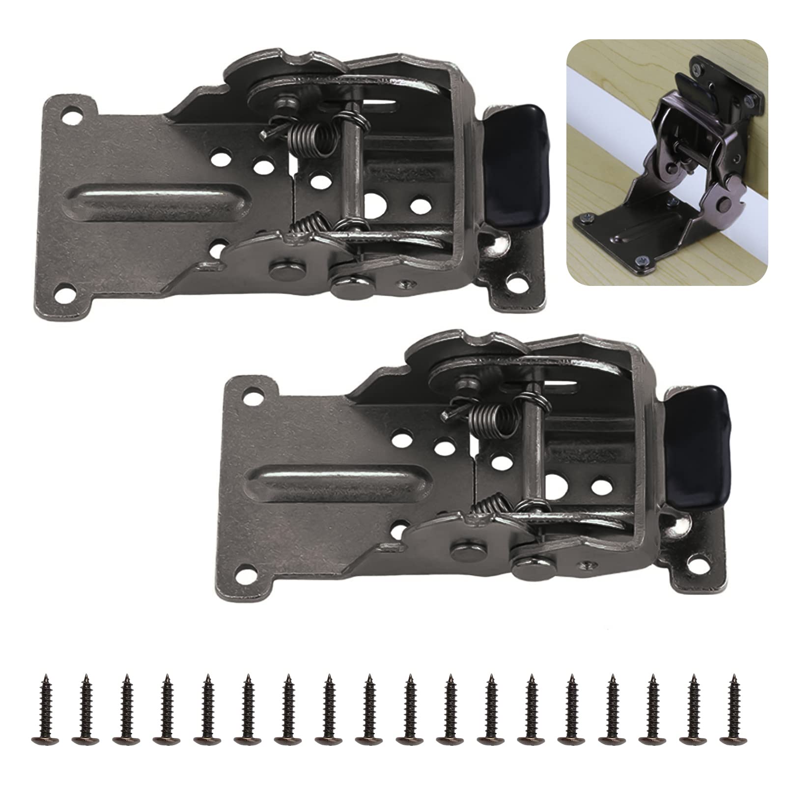 UFURMATE Folding Brackets, 2Pcs Black Steel Foldable Support Bracket Heavy Duty Self-Locking Hinge Lock Extension Support for Folding Table Legs, Workbench (0-180 Degree)