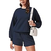 PINSPARK Two Piece Sets for Women 2024 Fall Outfits Sweatsuit 4 Pockets Sweat Short Sets Casual Matching Set Travel Tracksuit