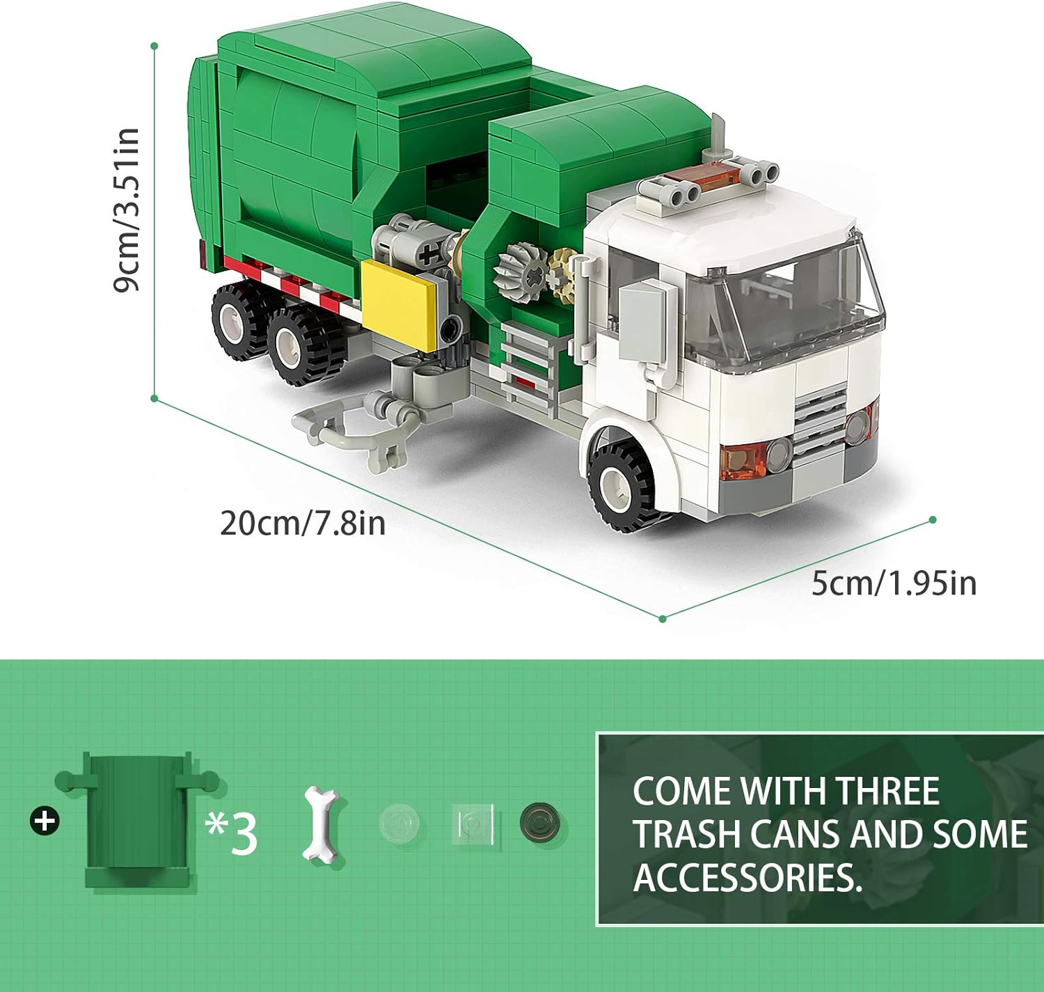 TENHORSES Garbage Truck Toys Building Kit - Garbage Truck Model Building with 3 Trash Cans + Recyclable System, Creative Building Bricks Toy for Boys, Vehicles Building Block Gift for Kids(379 Pcs): Toys & Games