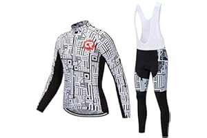 Coconut Ropamo CR Men's Cycling Clothing Set Long Sleeve Cycling Jersey Zipper Pocket Bike Outfit Cycling Bib Pants 3D Padded