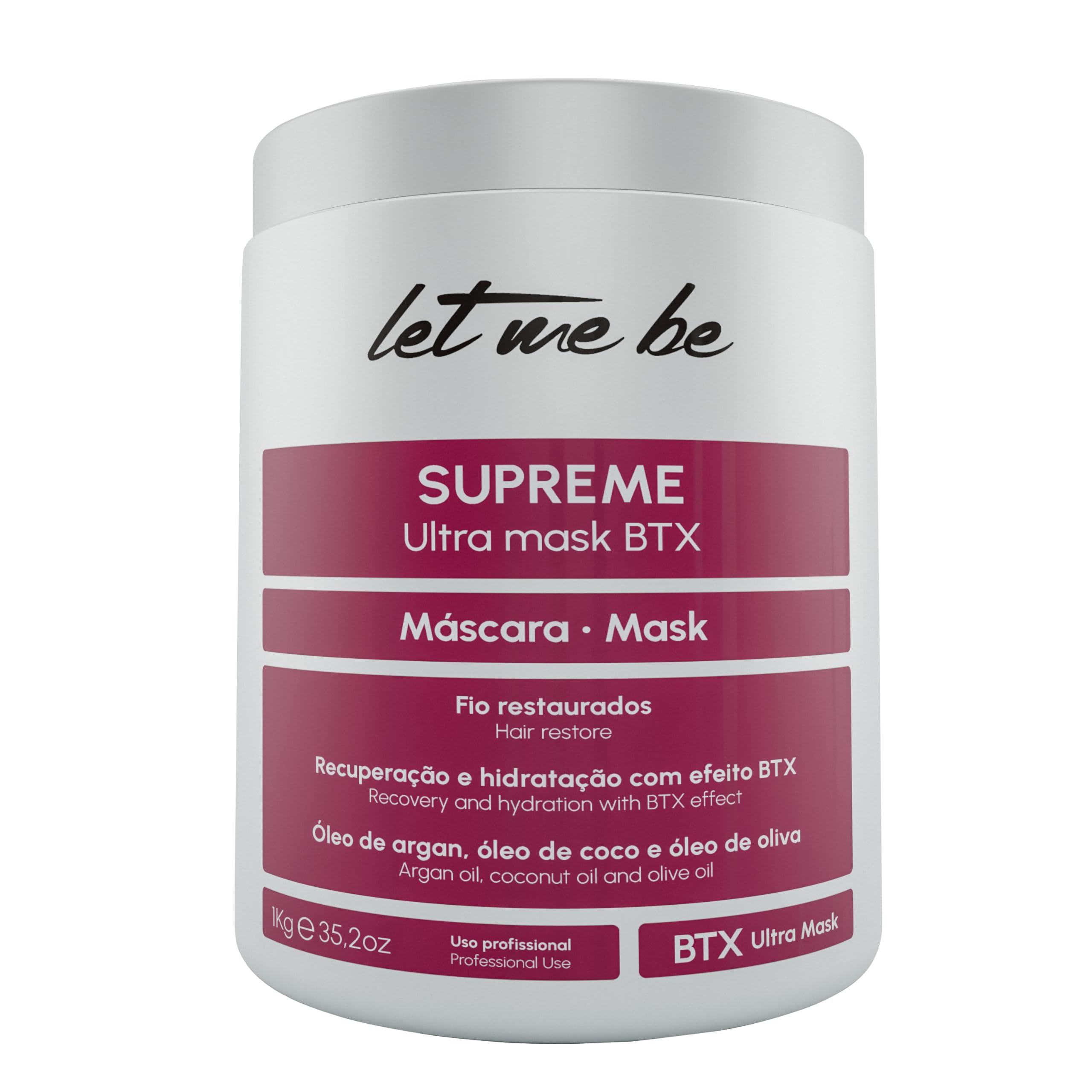 Let Me Be - BTX Capilar Supremeliss Ultra Mask, Reconstruction and hydration, Repairs damaged fibers, Eliminates frizz, Enriched with polyphenols (1Kg)