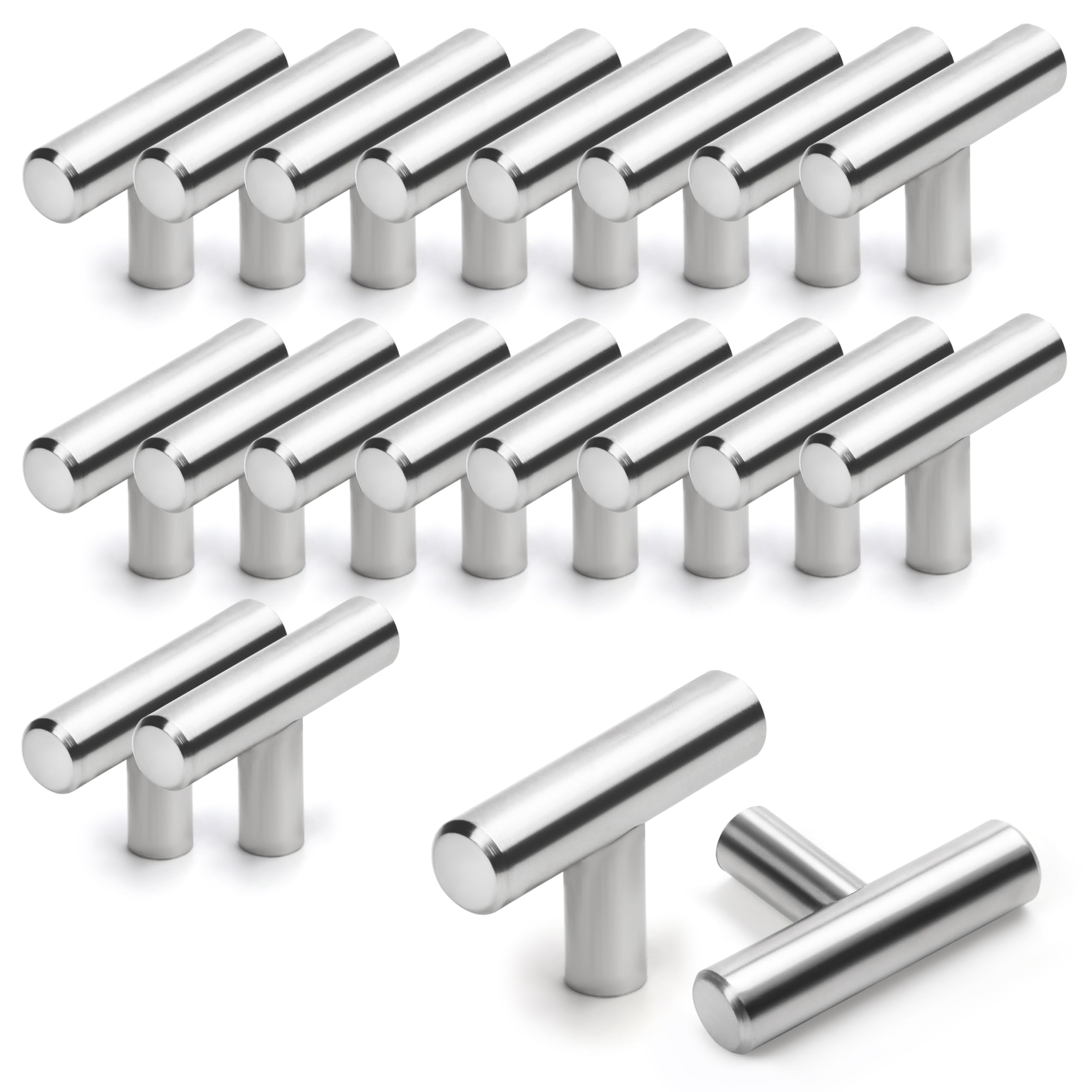 BELLE VOUS Kitchen Cupboard Handles (20 Pack) - 50mm T-Bar Drawer & Door Handles - Multi-Use for Cupboards, Cabinets & Drawers
