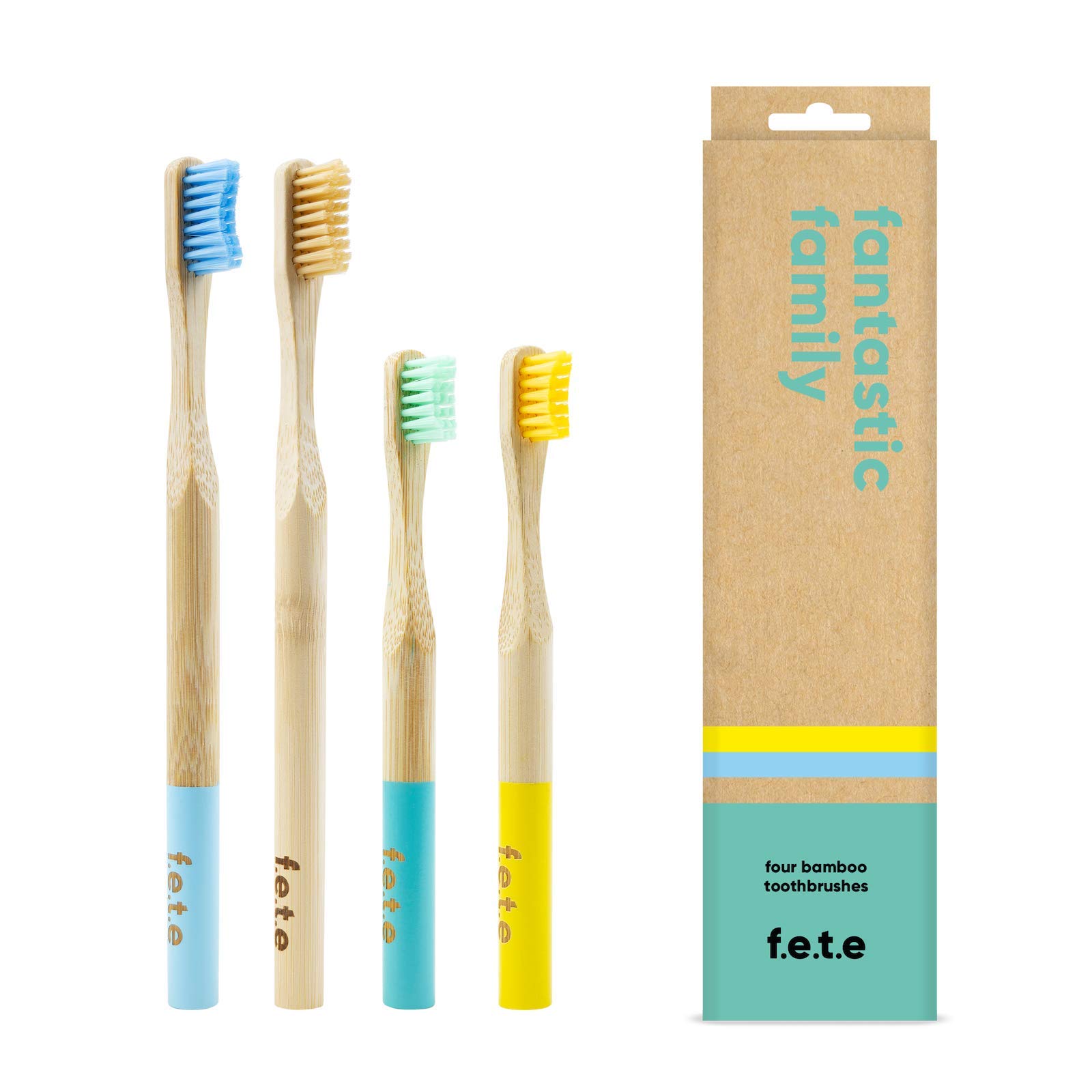 f.e.t.e | Fantastic Family Bamboo Toothbrush Family Pack | Biodegradable & Compostable Handle | Recyclable Bristles | Sustainable | Vegan