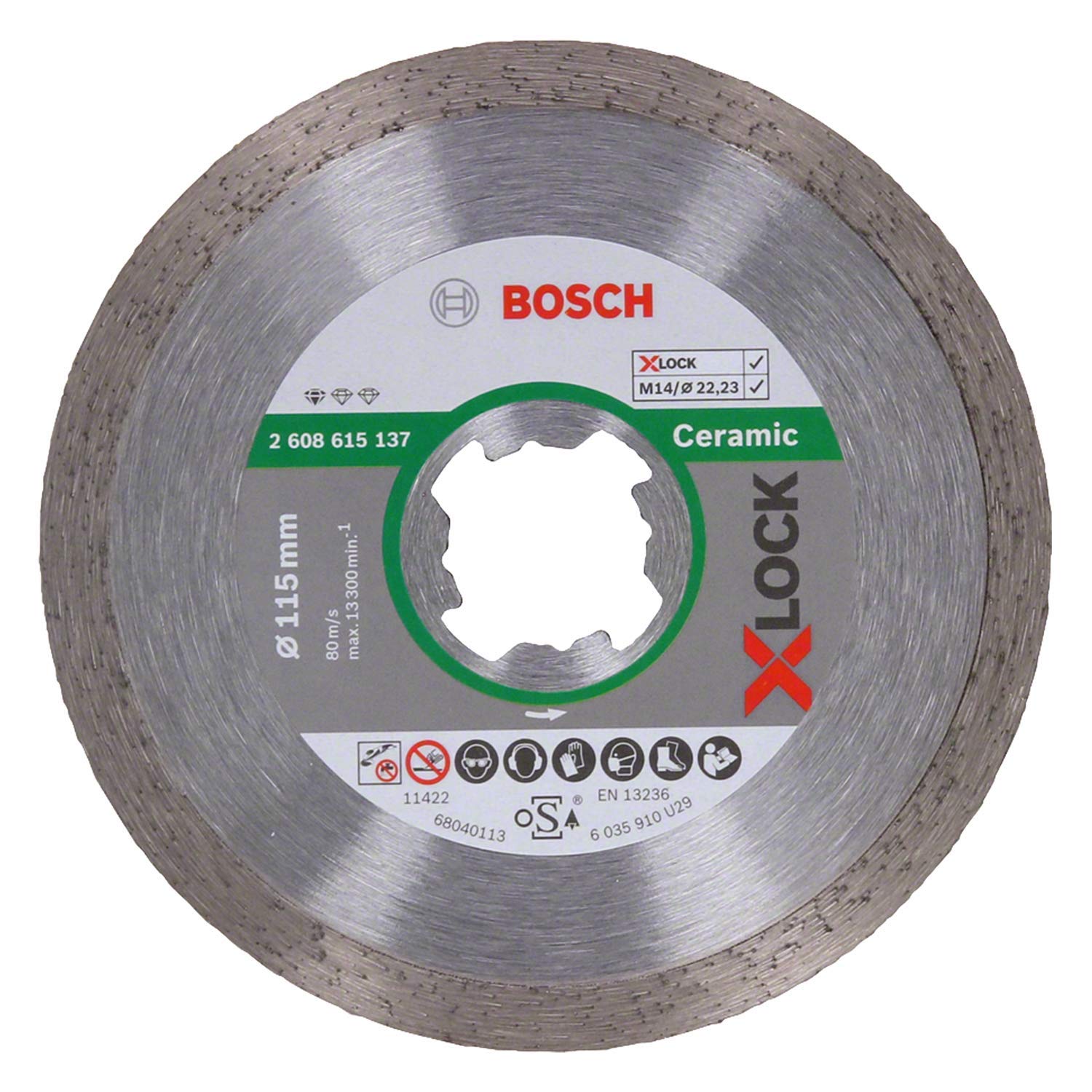 Bosch Professional 2608615137 Diamond Cutting Disc Standard (for Ceramic, X-LOCK, Diameter 115 mm, Bore Diameter: 22.23 mm)