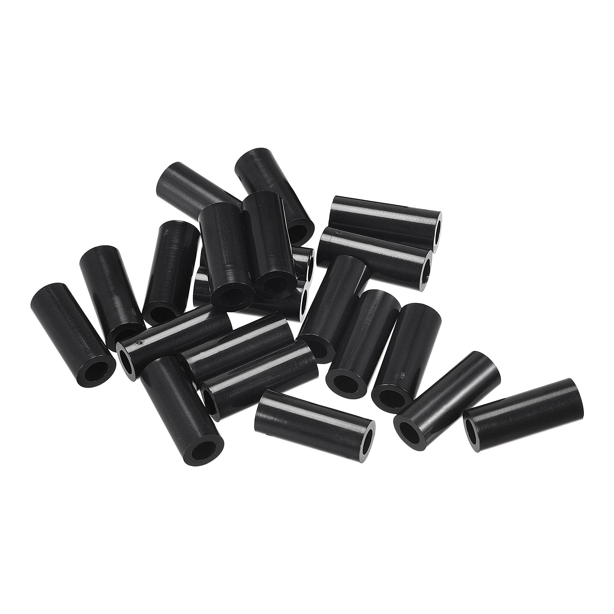 sourcing map ABS Round Spacer Washer ID 4.2mm OD 7mm L 18mm Plastic Standoff for 3D Printer TV Wall Mounting Electrical Outlet, Black, 100Pcs