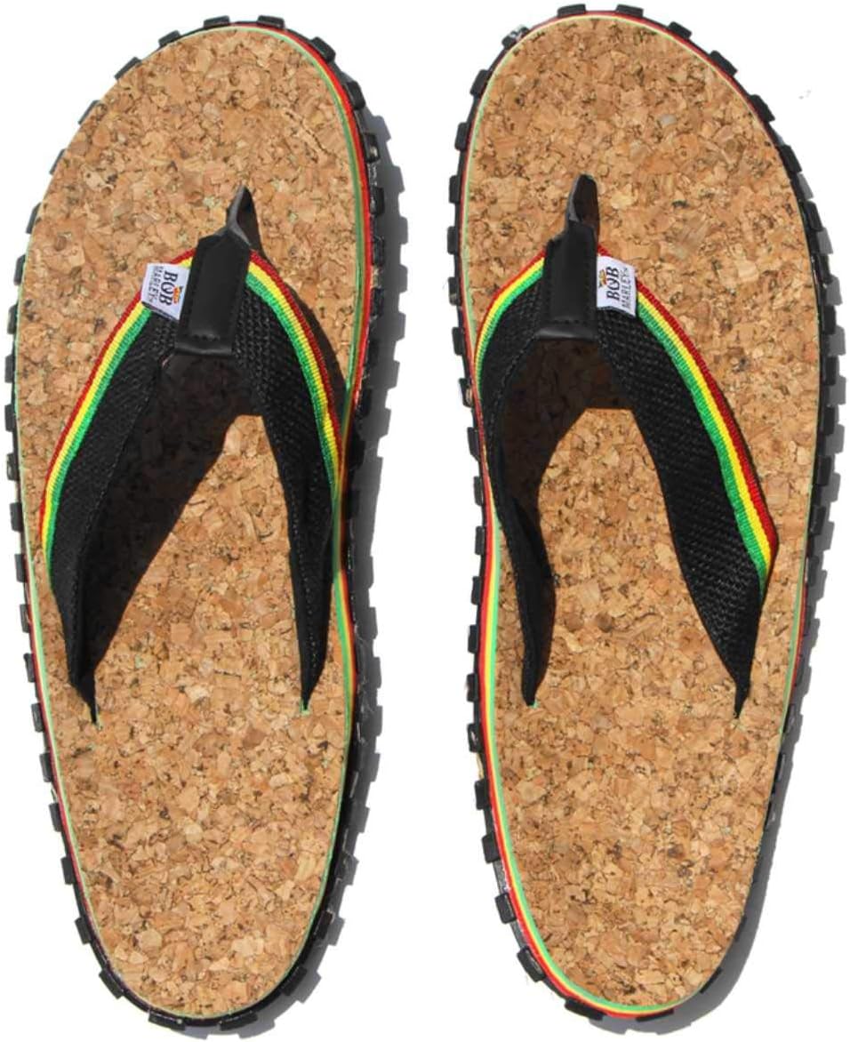 Bob Marley Official Men's Cork Flip Flops Sandals Rasta Print (12)