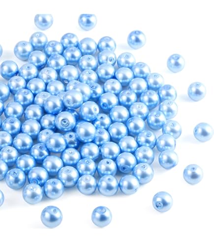 Mulutoo 400 Pcs 8mm Gradient Acrylic Pearl Beads - Smooth Imitation Pearls For DIY Jewelry Making, Light Blue AB