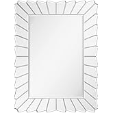 Empire Art Direct Traverse Modern Beveled Rectangular Wall Mirror,Surrounded by Alternating Mirror Cut, Vanity, Bathroom Mirr