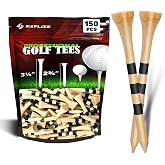 SAPLIZE Bamboo Golf Tees Pack of 100 or 150, Four Size Options (3-1/4", 2-3/4", 2-1/8", 1-1/2"), Stable and Reliable Golf Tees, Available in Natural Color