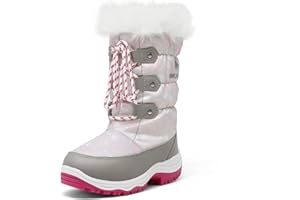 DREAM PAIRS Girls Winter Boots Kids Warm Cozy Anti-Slip Lightweight Mid Calf Faux Fur Lining Snow Boots for Little/Big Kids