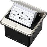 KYHSHJ 4.8A USB Chargers Pop Up Floor Waterproof Electrical Outlet Receptacle Stainless Steel Box(Stainless Steel Color)