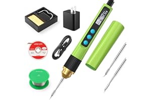 Q-MING Soldering Iron Kit, Smart OLED Soldering Pen Kit, Mini Portable Solder Iron with Tips, Stand, Solder Wire, 356-896℉ 3S Fast Heating, Temperature Calibration, Auto Sleep (With Power Adapter)