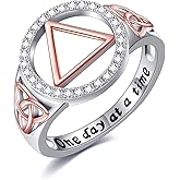 HUKKUN NA/AA Sobriety Gifts 925 Sterling Silver Alcoholics Anonymous Ring Celtic Stay Sober Recovery Rings Alcoholics Anonymous Gifts for Women Friend