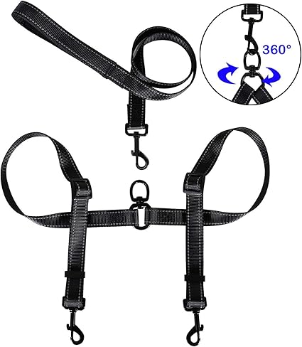 Tacobear Double Laisse Chien Laisse Du Chien Aucun Raccord Double Nœud Doublement Fil Réfléchissant Réglable Trainer De Marche Pour Deux Chiens Gros