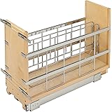 Rev-A-Shelf 447-BCBBSC-8C 8-Inch Wood Bakeware Pull Out Organizer for Base Kitchen Cabinets with 100 Pound Ball-Bearing Soft 