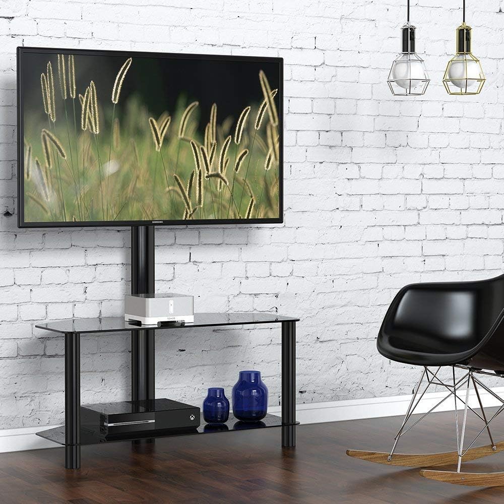 FITUEYES Giratorio Mueble HiFi con 2 Estantes Soporte de Suelo para TV