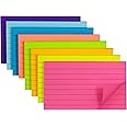 8 Pads Lined Sticky Notes 3x5 in Post, 8 Colors Self Sticky Notes Pad Its, Bright Colorful Rectangle Sticky Notes for Office, Home, School, Meeting, 50 Sheets/pad