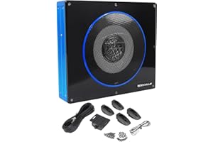 Rockville RW8CA 600W Low Profile Under-Seat Active Car Subwoofer, 2 Ohm, Deep Bass, Slim Design, Easy Install, Perfect for Car Audio Enthusiasts