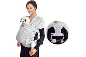 vrbabies Ergonomic Baby Carrier for Newborns to Toddlers, Skin-Friendly and Soft Front Baby Carrier Wrap, Easy Breastfeeding, Lightweight and Breathable, Perfect Baby Shower Gifts (Striped Gray)