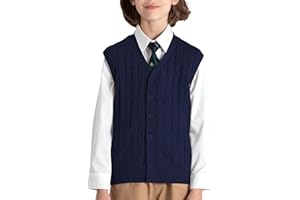 BOBOYOYO Boys Sweater Vest 100% Cotton School Uniform Vest Kids Button Cardigan Vest for Boys Girls Childrens Toddler