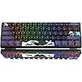 Womier 60% Percent Keyboard Gaming, WK61 Creamy Mechanical Wired Keyboard Anime, Hot-Swappable RGB Key Board with PBT Keycaps for Windows PC Gamers - POM Linear Red Switch(Black Kanagawa)