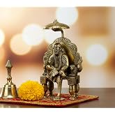 eSplanade - 6" Premium Brass Statue/Idol Shirdi Sai Baba with Chair and Chatra Showpiece/Decorative Brass Item/Home D&eacute;cor/Office Decorative Items.