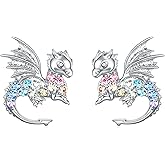 Cat Dinosaur Dragon Horse Stud Earrings for Women,Animal Wolf Sloth Fox LLama Butterfly Earrings Gifts Jewelry