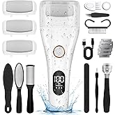 Callus Remover for Feet, 3 Speed Electric Foot Scrubber with Larger Grinder&LCD Display, Wet&Dry Using Foot File Professional Pedicure Tools, Foot SPA to Remove Callus Cracked&Hard Dead Skin (White)