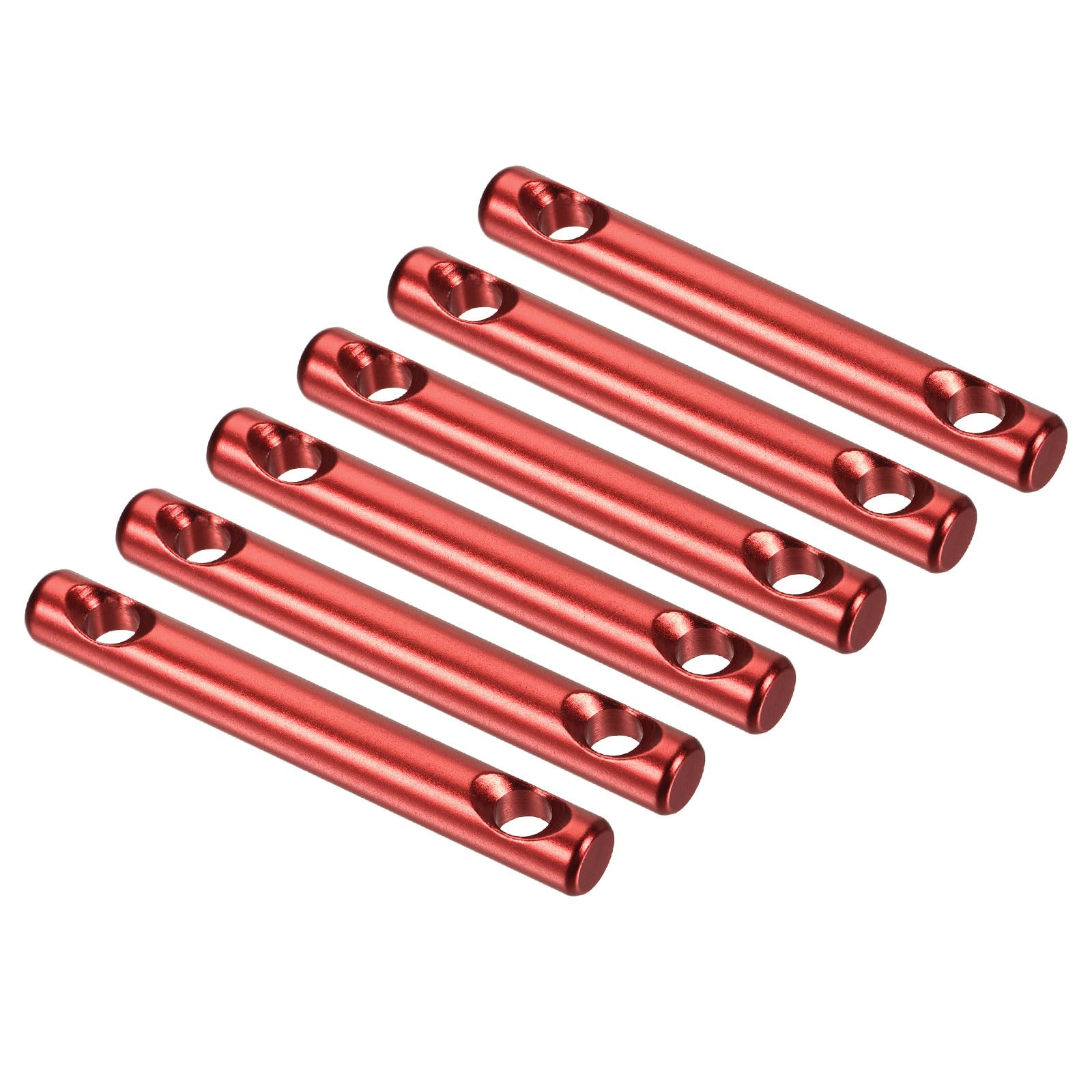 M METERXITY 6 Pack Aluminum Alloy Tent Tensioners - 2 Holes Guyline Cord Adjuster Camping Supplies, Apply to Camping Hiking Traveling (80mm, Red)