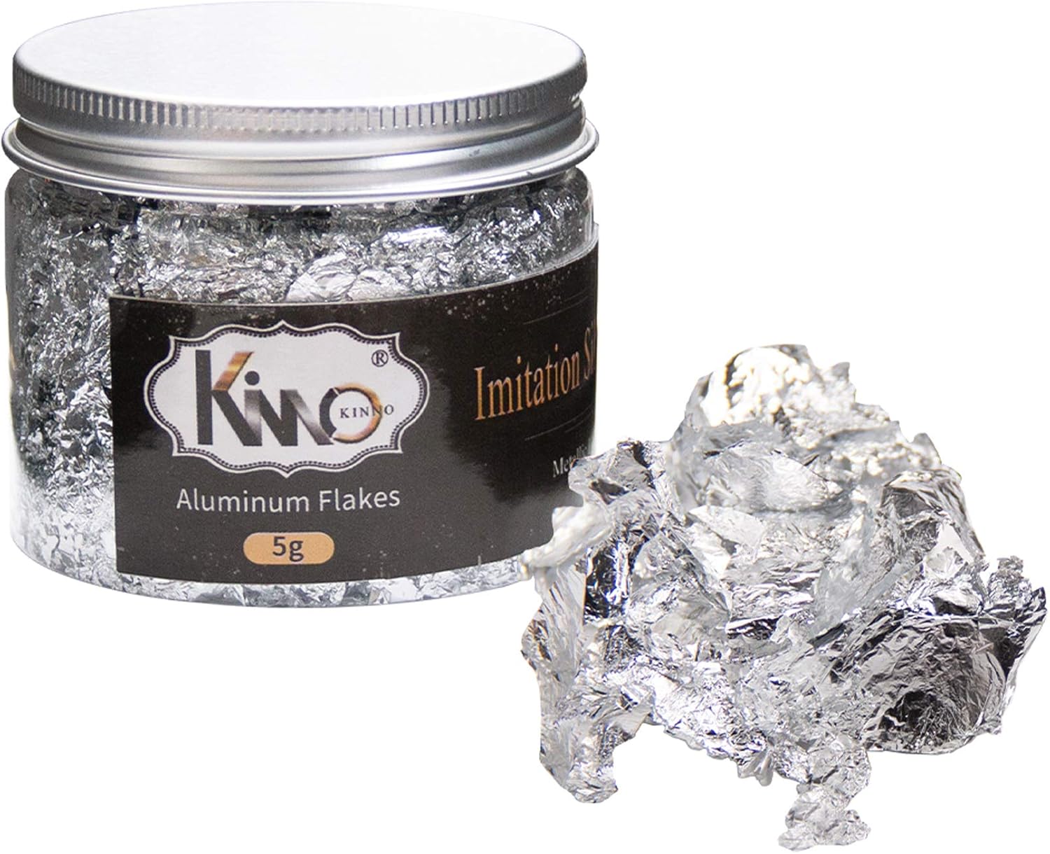 KINNO Silver Leaf Schabin Flakes,5 Grams Metallic Gilding Foil Flakes for Painting Arts, Crafts Nails and DIYS (Silver)