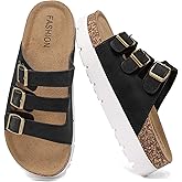 YorFotMae Women’s Platform Sandals – Chunky Cork Sandals with 3 Adjustable Straps, Comfortable Platform Sandals for Women, Perfect for Casual and Outdoor Wear