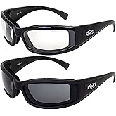Global Vision Stray Cat Motorcycle Sunglasses Riding Glasses for Day & Night 2 Pairs Clear & Smoke Lenses