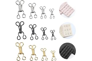 GOLD DEER 120 Sets Invisible Spring Hooks & Eyes with Storage Box, 4 Sizes (17/14/12.5/11.5mm) Black/Gold/Silver Sewing Hooks