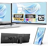 domyfan 15.6" Laptop Screen Extender, 120% sRGB FHD 1080P IPS Laptop Monitor Extender Dual Screen, Portable Monitor for Laptops 13-17" with HDMI/USB-A/Type-C Plug-Play for Windows, Mac, Android